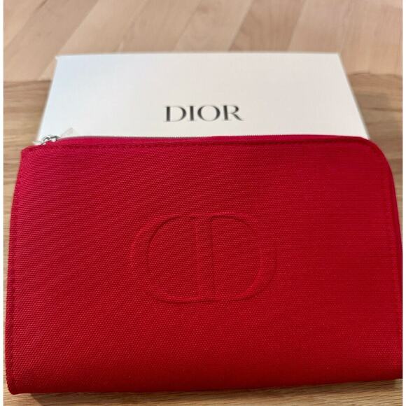 Dior Logo Red Makeup Bag / Trousse - Picture 1 of 4